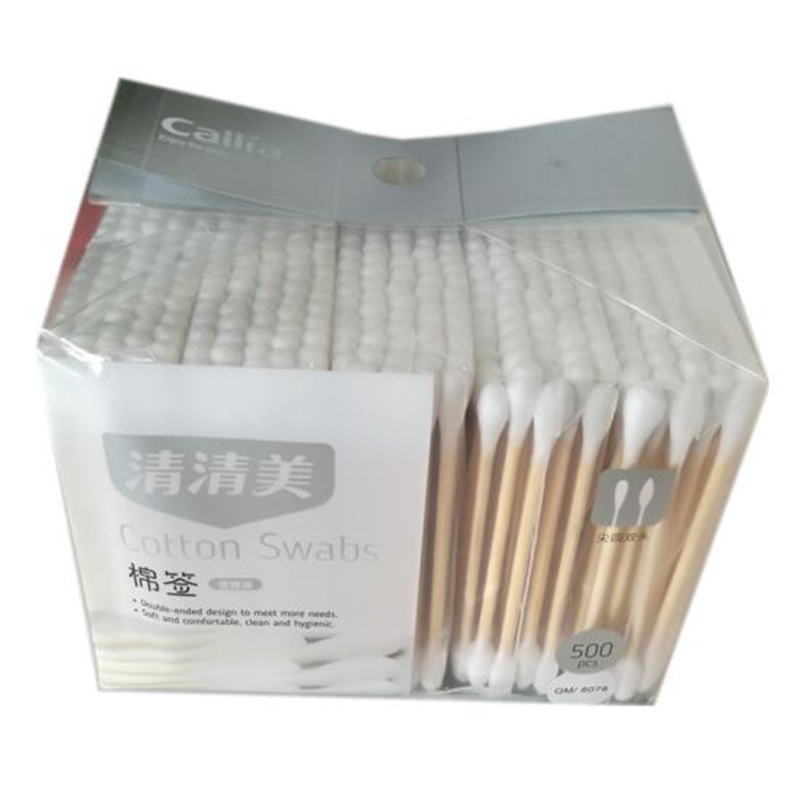 清清美 QM6078 掏耳化妆口红卸妆用棉花棒双头竹棒一次性棉棒 竹棒棉签500支(袋)