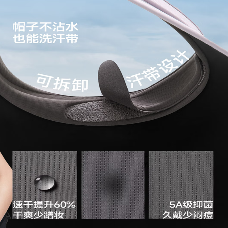 蕉下女士大檐黑胶空顶防晒帽BM563高清大图