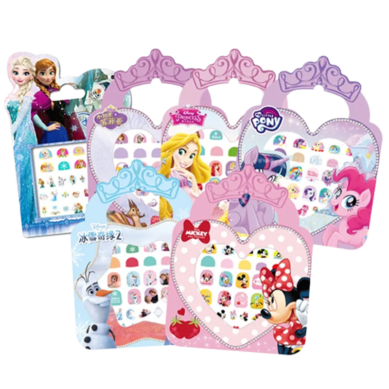 儿童小马宝莉冰雪奇缘防水指甲贴纸玩具爱莎公主卡通贴画美甲3750高清大图