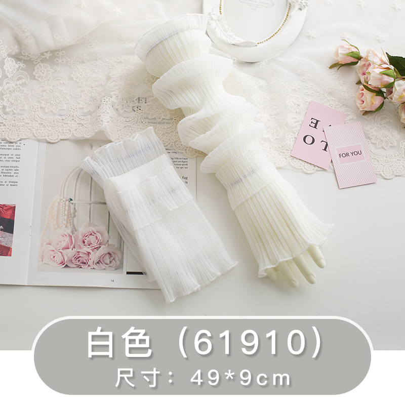 夏季冰防晒袖套女ins潮手套宽松套袖紫外线冰丝护臂蕾丝手臂袖子 白色 1双 （61910） 均码