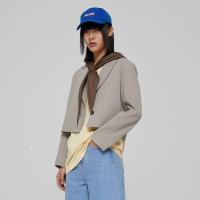 [2件2折价:59]美特斯邦威短款小西服女新款春季时尚黑色简洁廓形西装外套
