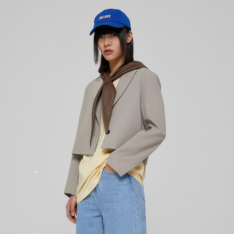 [2件2折价:59]美特斯邦威短款小西服女新款春季时尚黑色简洁廓形西装外套