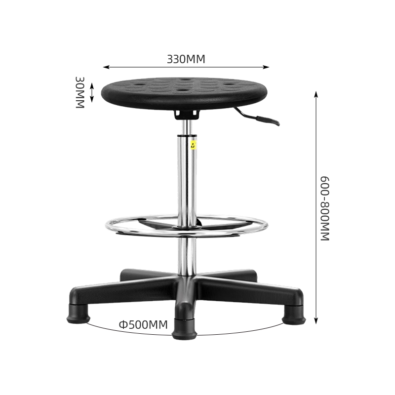 臻远ZY-7947防静电椅子车间流水线升降椅子 60-80CM尼龙黑脚杯高清大图