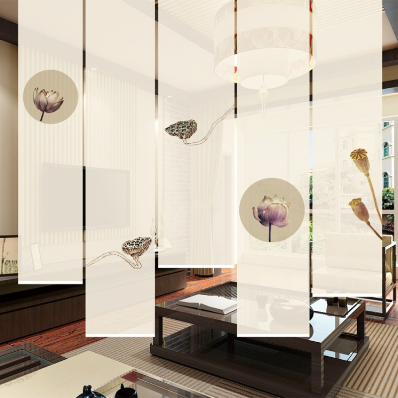 新中式窗帘卷帘隔断帘茶室客厅禅意玄关屏风帘定制挂帘升降帘