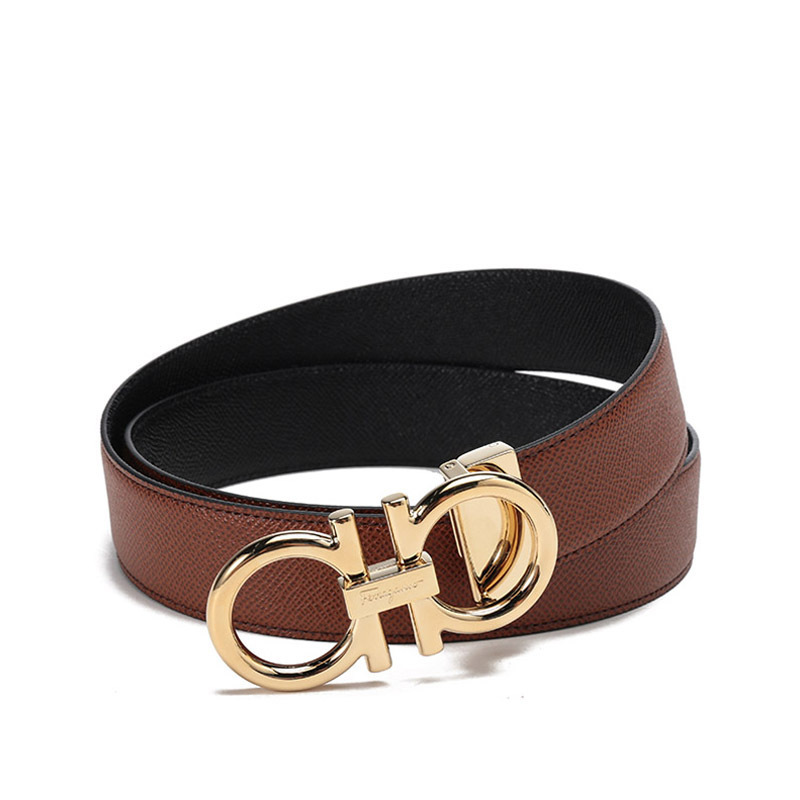 菲拉格慕salvatoreferragamo男士皮革可裁剪板扣式双面皮带腰带679974