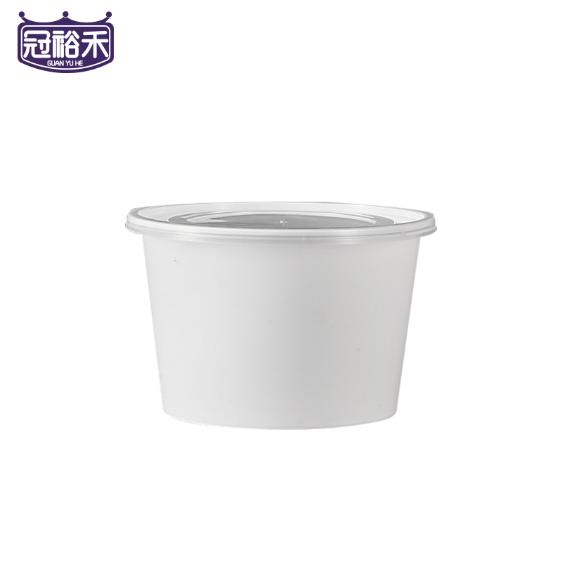 冠裕禾 一次性塑料圆形餐盒透明白色黑色打包盒外卖快餐专用碗单个定制高清大图