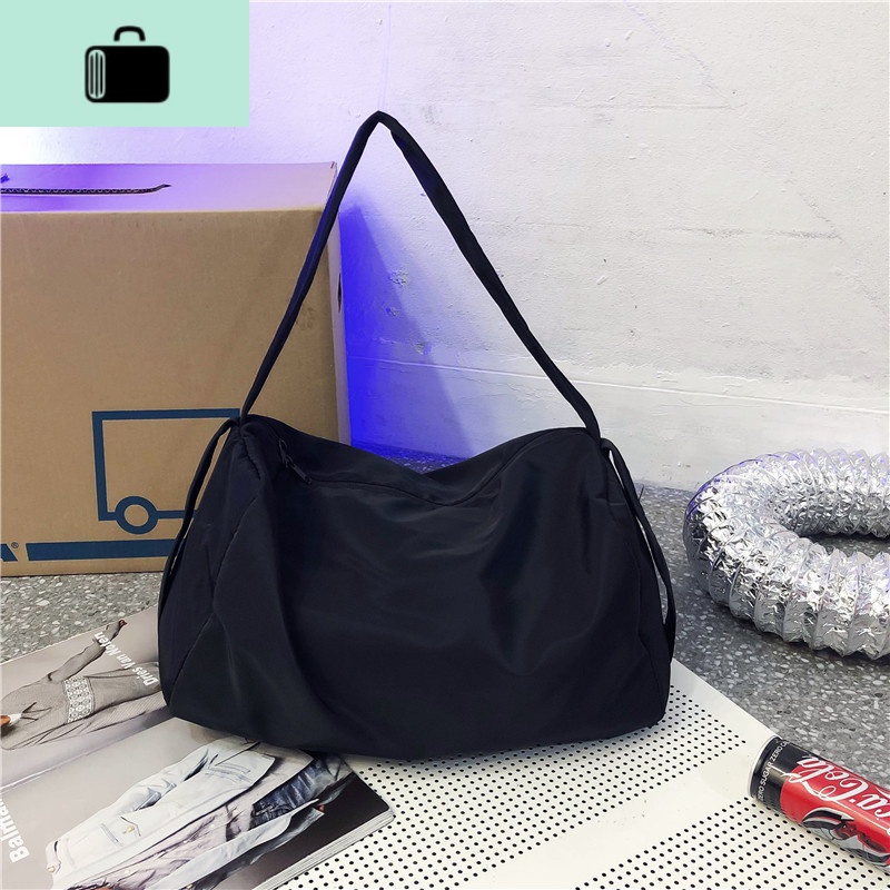 包包女2020新款韩版时尚百搭尼龙布包女单肩背包休闲大学生斜挎包NEW LAKE女士双肩包 黑色