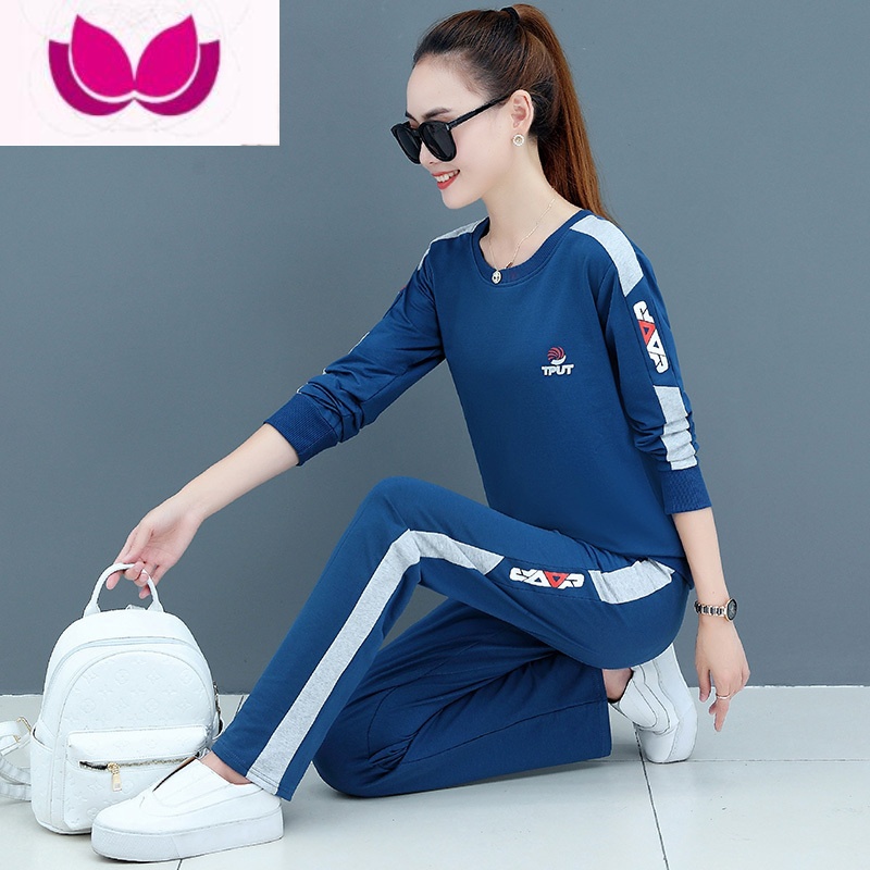 七斓休闲运动套装女2023新款时尚跑步运动服团队服洋气套高清大图