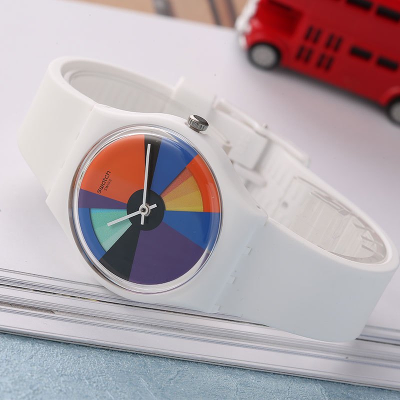 斯沃琪(SWATCH) 手表 经典色彩密码系列 石英表 男女通用 树脂表带 彩色表盘 GW709