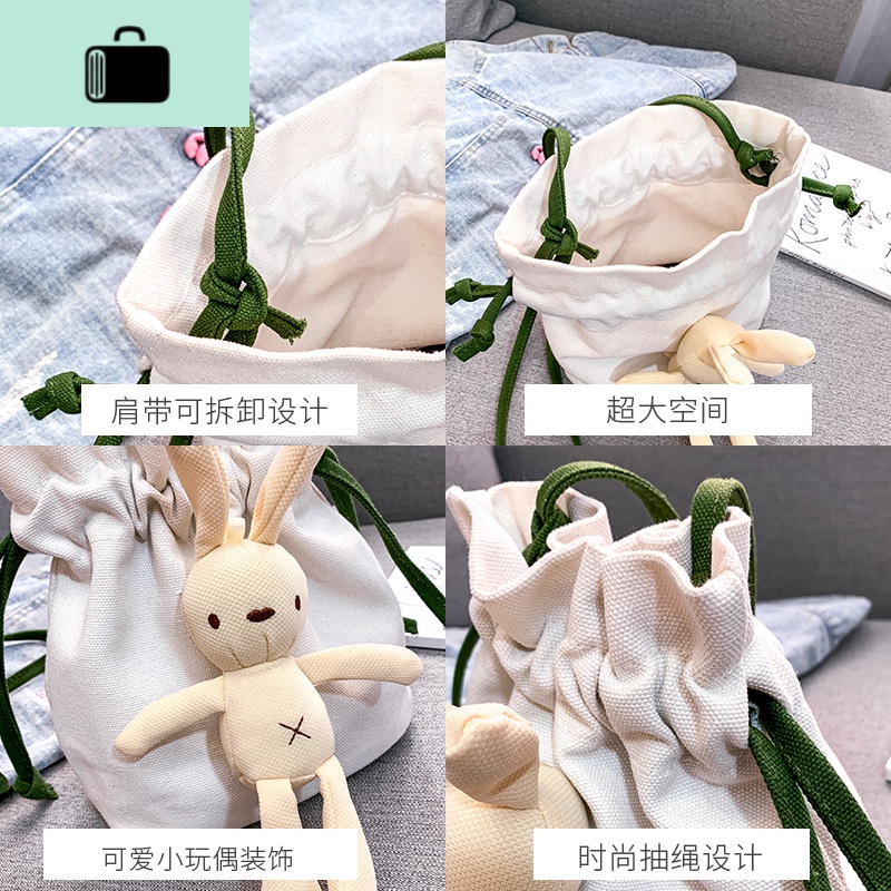 2020新款韩国ins可爱小包包少女帆布小水桶chic学生女单肩斜挎包NEWLAKE高清大图