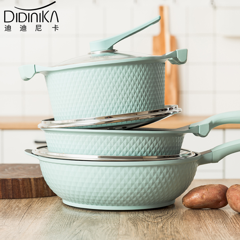 迪迪尼卡(Didinika) 麦饭石汤锅蒸锅两用不粘锅电磁炉燃气灶适用家用炖锅24cm