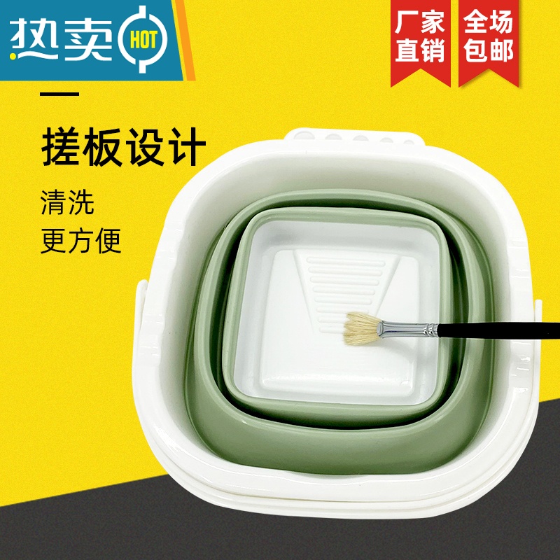 敬平色彩水桶美术生外出写生画画折叠硅胶专业水粉小桶便携笔方形圆形 圆形折叠水桶[大号加厚]黄色 10L高清大图