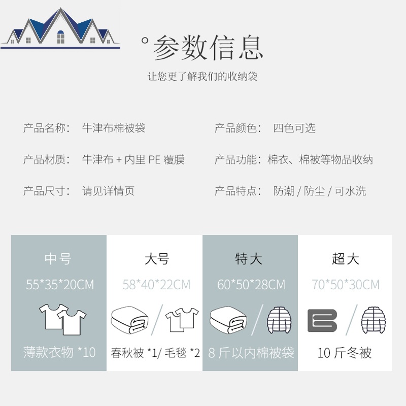 被子收纳袋衣服防水大容量换季整理袋超大加厚防潮打包牛津布袋子 三维工匠收纳包高清大图