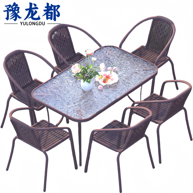 豫龙都户外 桌椅 六椅套高清大图