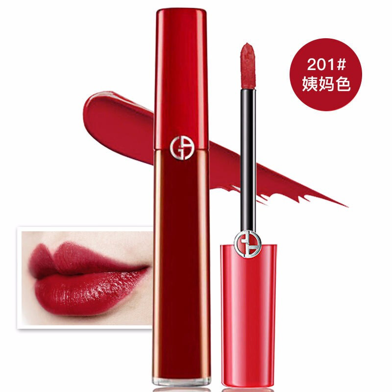 阿玛尼(ARMANI) 唇釉臻致丝绒复古哑光显色口红 液体唇膏 红管唇釉201# 姨妈红6.5ml