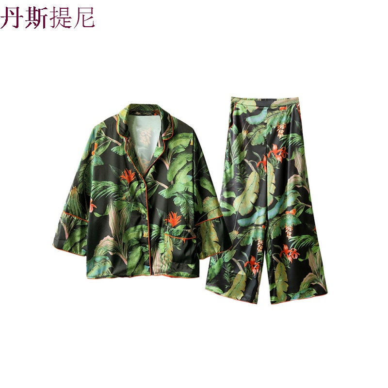睡衣女秋长袖薄款套装韩版宽松时尚印花可外穿家居服女春秋两件套