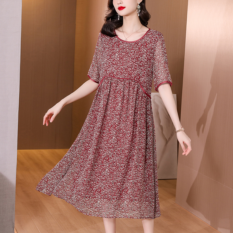 阔太太碎花连衣裙夏季2022年新款大码女装贵夫人裙子 XL（120-140斤） 9793花色