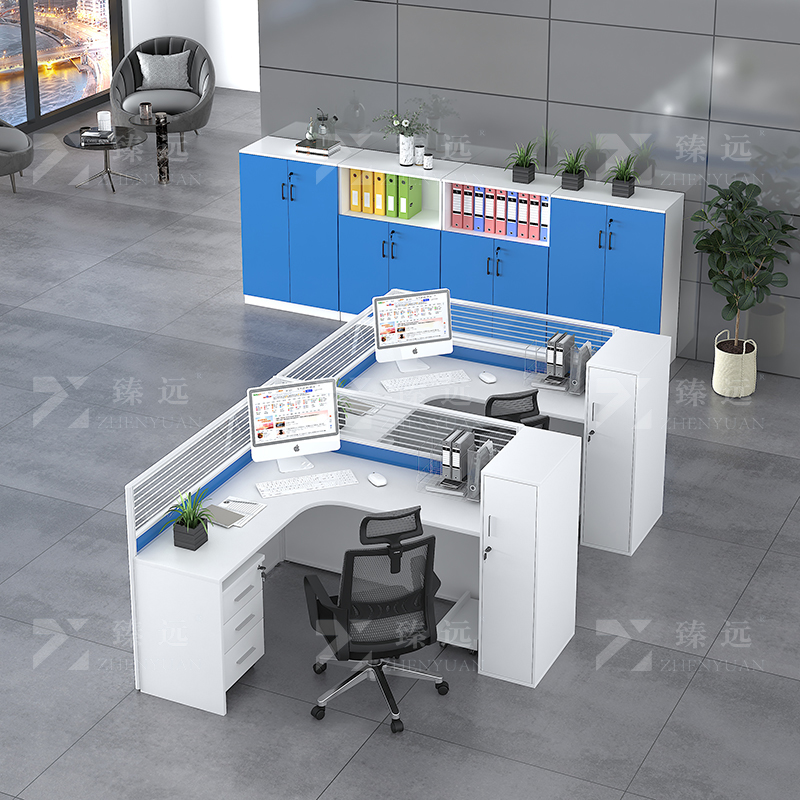臻远 GWA-002 职员办公桌现代简约电脑桌屏风卡座可定制 F型2人位高清大图