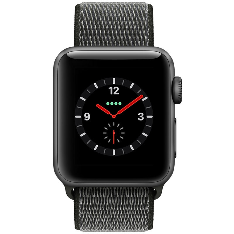 Apple Watch Series3智能手表 GPS+蜂窝网络款 38毫米 深空灰色铝金属表壳 深橄榄色回环式运动表带