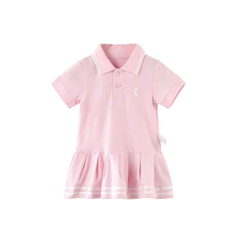 童泰tongtai夏季款婴儿衣服14岁女宝宝百褶连衣裙外出短袖连衣裙儿童