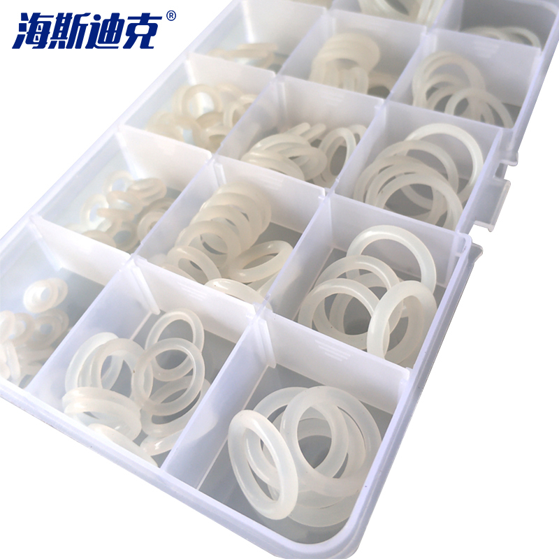 海斯迪克 HK-721 防水密封胶圈 氟胶盒装耐油NBR丁晴橡胶套装 耐高温 垫圈 白色硅胶套装