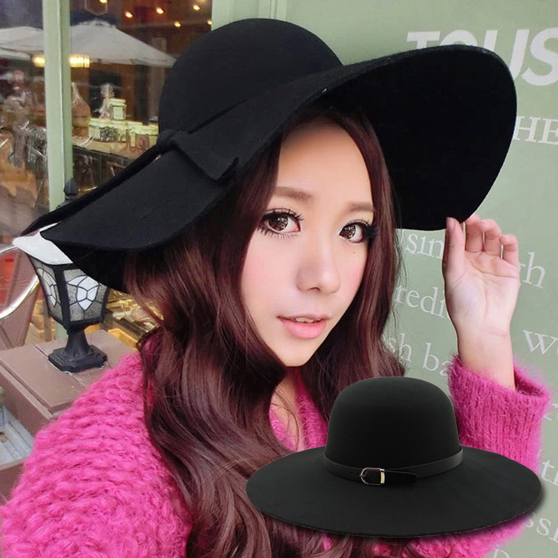 第吉尔家庭整理用具 帽子女士秋冬天韩版潮羊绒毛呢圆顶成人礼帽英伦
