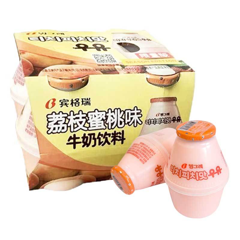 宾格瑞 香蕉味荔枝蜜桃味牛奶饮料组合装238ml*8(每周四发货)