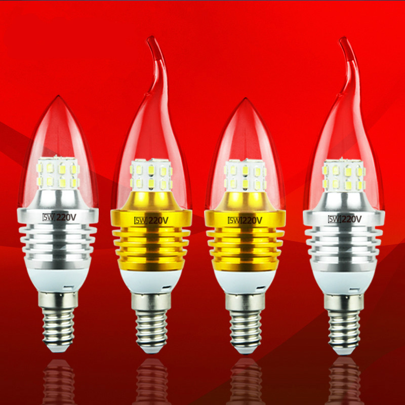 祎琳led蜡烛灯泡e14小螺口5W7w9w12W尖泡拉尾吊灯光源e27节能灯泡