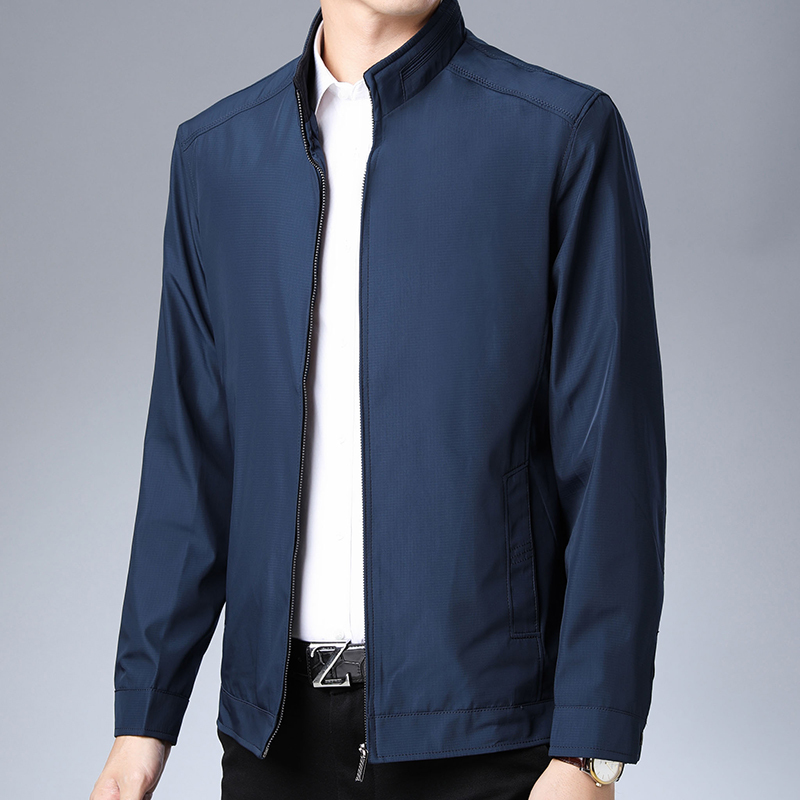 恒源祥男士夹克春秋新款上衣立领茄克衫中老年男装爸爸装休闲外套