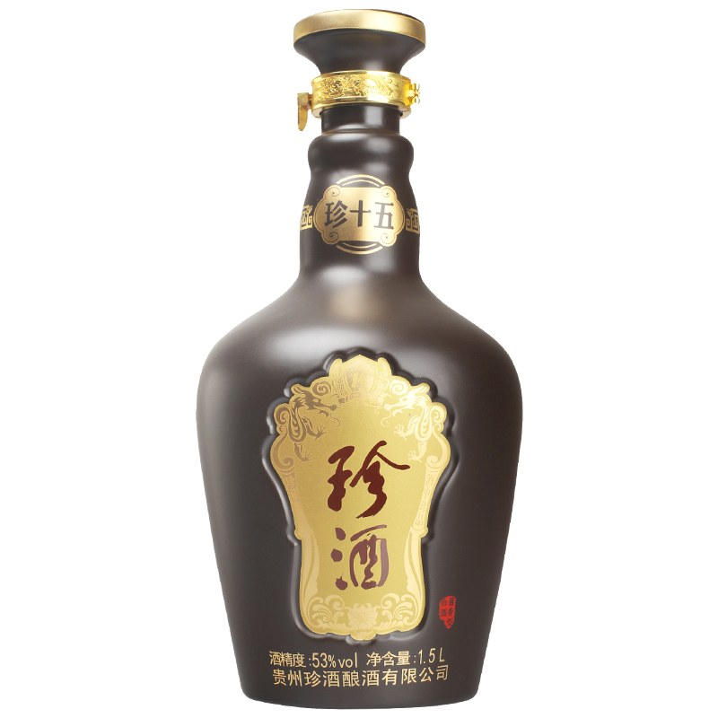 【厂家直供】珍酒珍十五1.5L 53度酱香型白酒1500mL大坛酒高粱酒 纯粮食坤沙高粱酒 固态发酵
