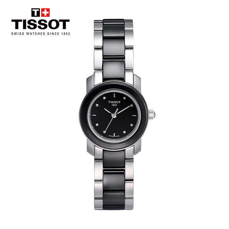 [低至5折]天梭(TISSOT)瑞士手表 瓷艺系列 不锈钢/陶瓷表带女士石英表T064.210.22.056.00 礼物