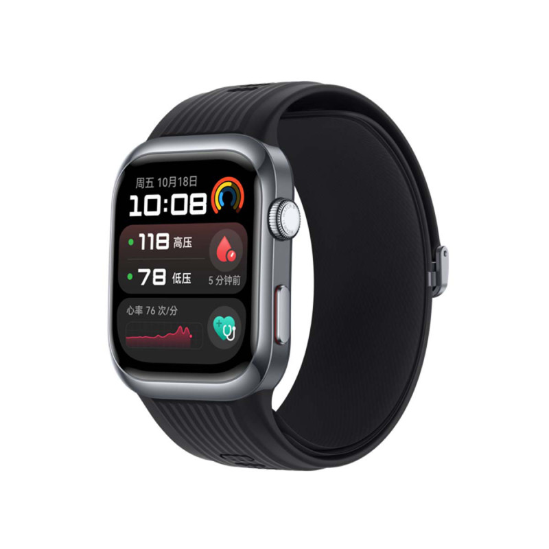 HUAWEI/华为 WATCH D2 腕部动态血压记录仪 幻夜黑铝合金表壳 黑色氟橡胶表带 动态血压监测 一键微体检 轻巧时尚高清大图