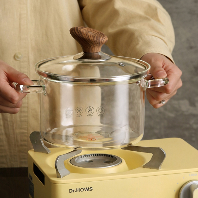 符象家用玻璃锅炖锅宝宝辅食锅双耳手柄泡面锅蒸屉蒸锅奶锅