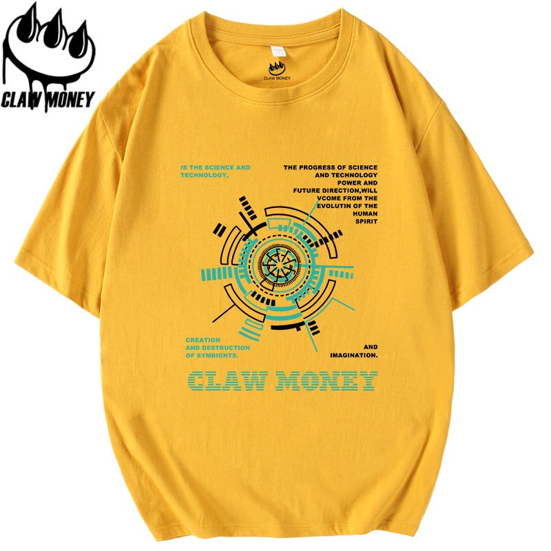 Claw money短袖t恤男潮流青少年字母印花半袖季宽松纯棉帅气体恤