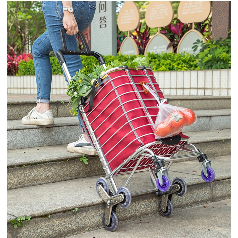 闪电客购物车买菜小拉车可折叠爬楼手拉车家用便携菜篮拖车手推车