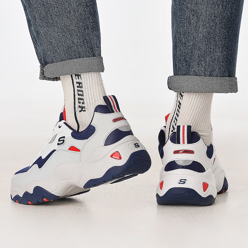 斯凯奇（Skechers）男鞋夏季透气运动鞋三代熊猫鞋厚底增高老爹鞋复古休闲鞋男高清大图