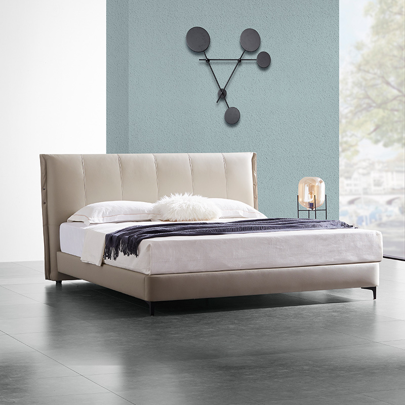 曲美家居皮床真皮床现代简约双人大床主卧婚床18米