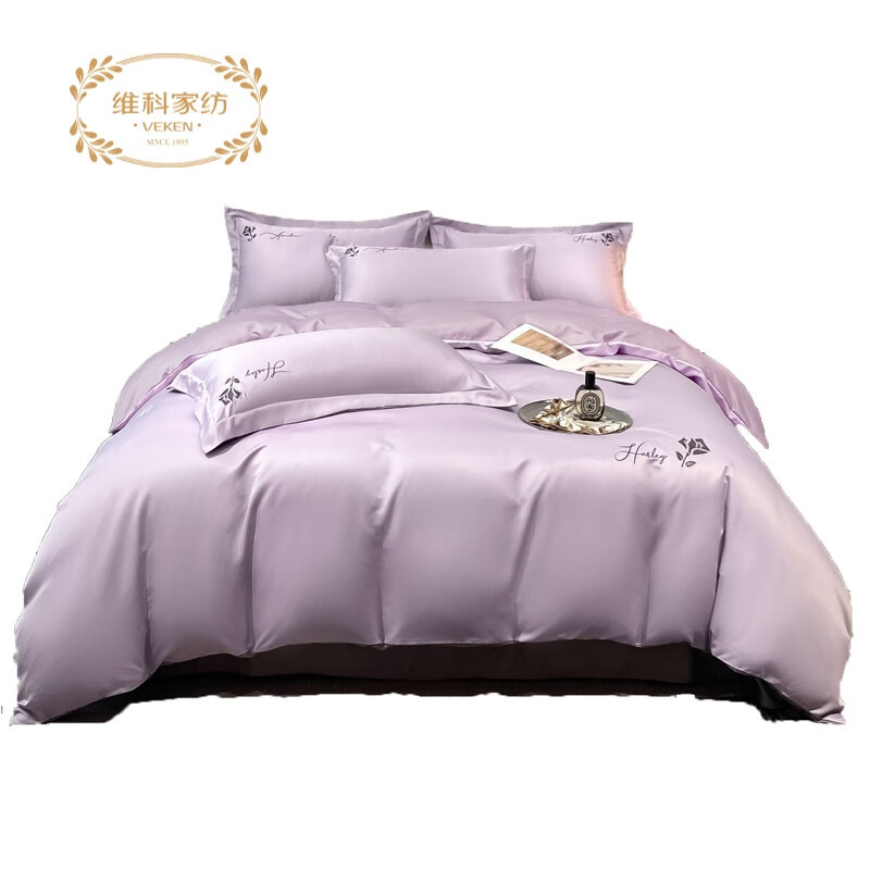 维科-沐颜贡缎绣花四件套(被套220*240cm)高清大图