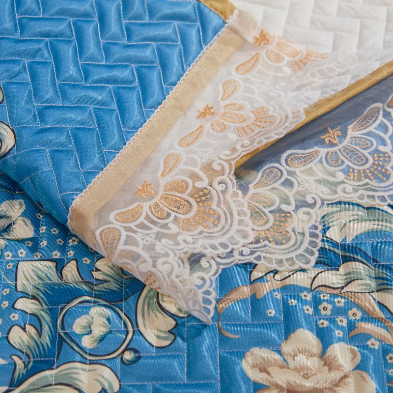 家柏饰(CORATED)冰丝凉席三件套1.8米2空调软席子冰丝夹棉床单折叠夏季床单可机洗高清大图