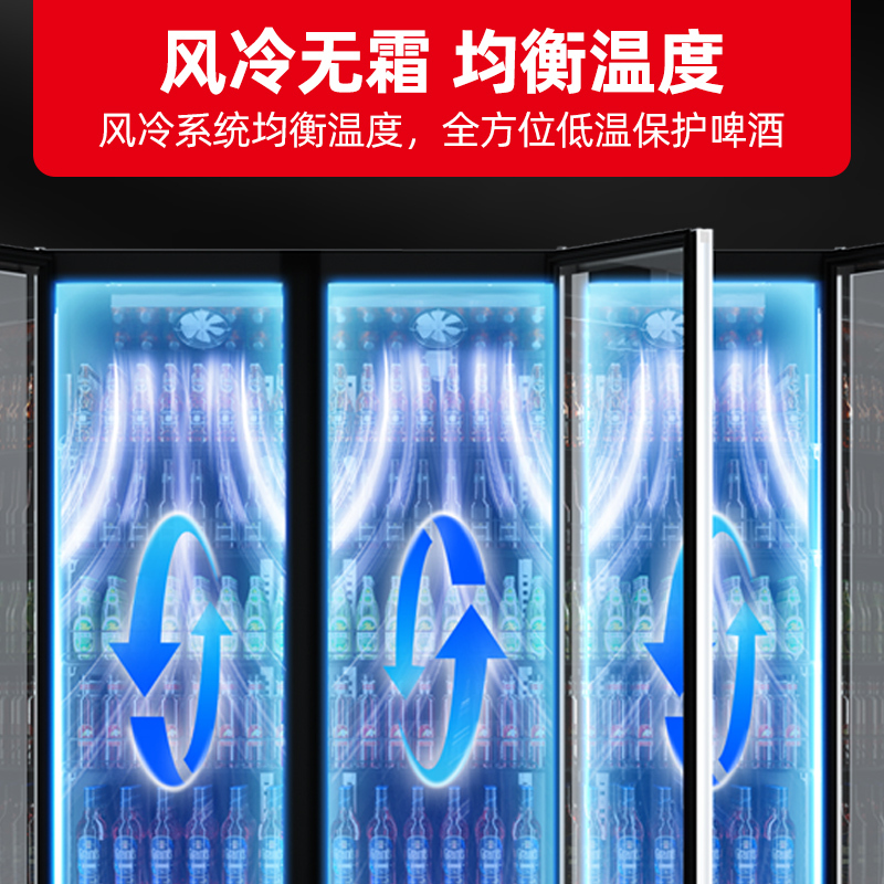 星星(XINGX)1420升商用展示柜 啤酒柜 推拉门 酒吧超市饮料柜 多门展示柜 IVGC-3D-6520W高清大图
