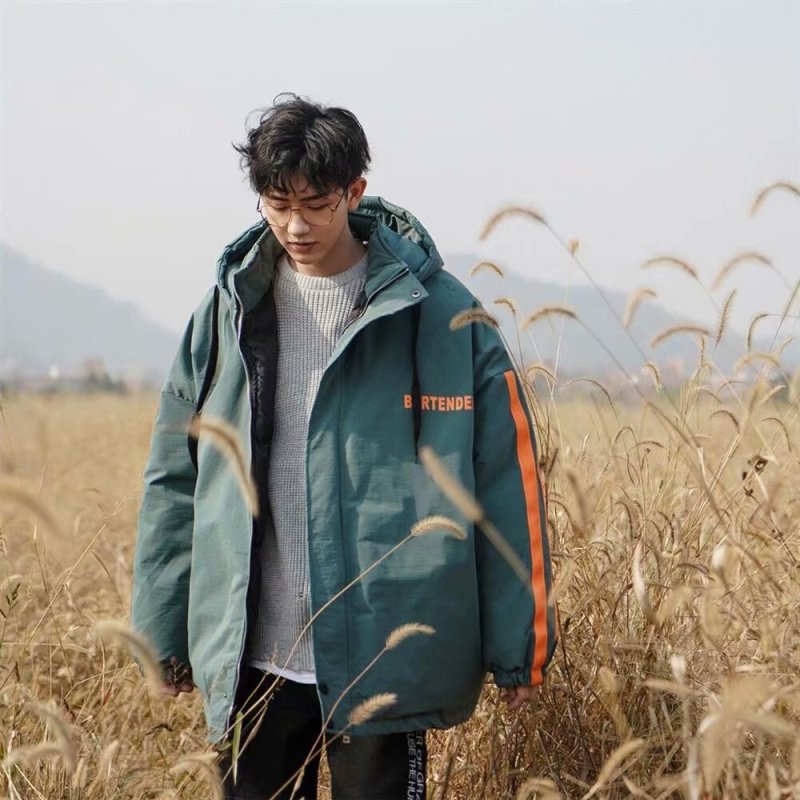 BaLuoShang机能风条纹棉衣男宽松连帽外套学生潮流撞色加厚棉服帅气棉袄bf风棉衣