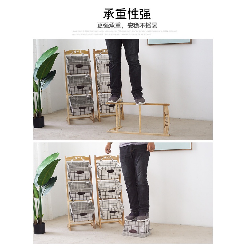 落地置物架实木收纳架玩具储物架客厅卧室杂物架家用创意实木书报高清大图
