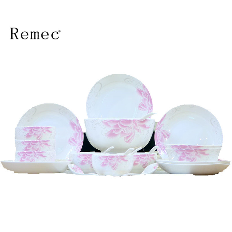 金禹瑞美REMEC 套装 22头希望骨瓷餐具 餐具套装 陶瓷餐具 碗盘碟餐具 礼品礼盒乔迁餐具