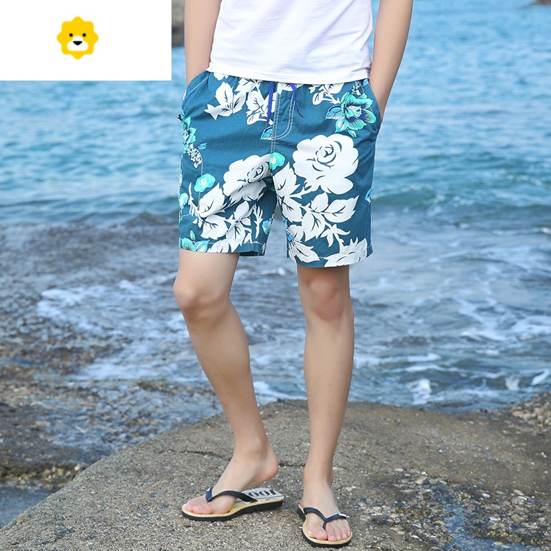 fishbasket男士沙滩裤男宽松大裤衩大裤头外穿休闲五分裤子男花短裤潮