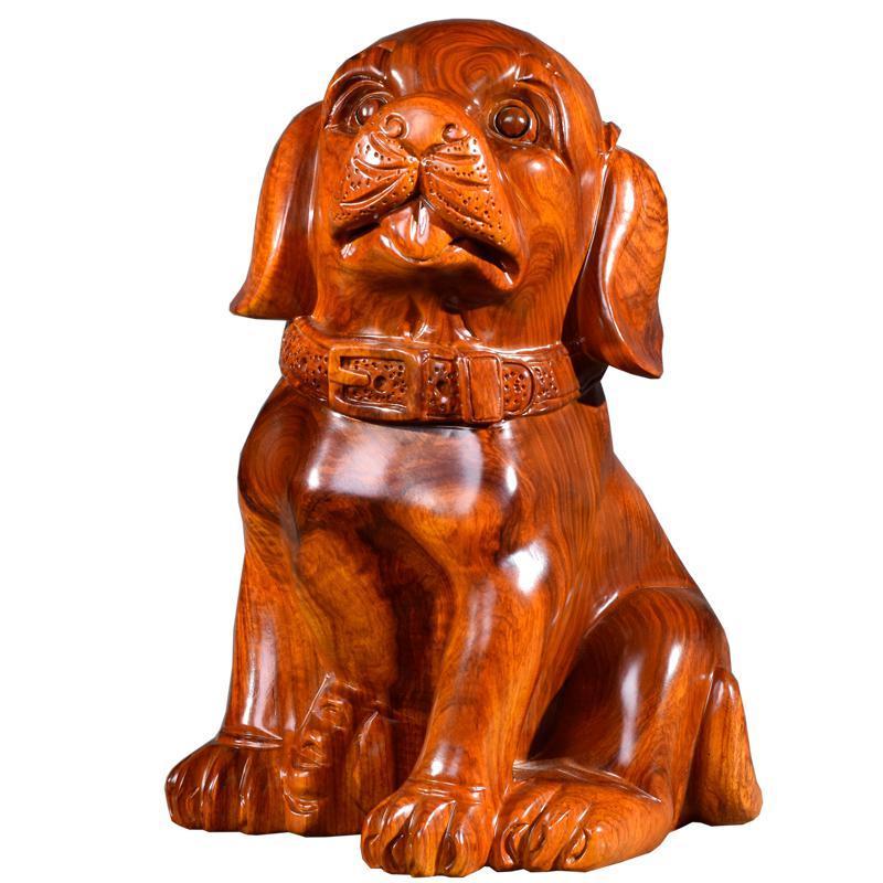 花梨木狗摆件大号根旺财狗十二生肖红木工艺品木质刻礼品