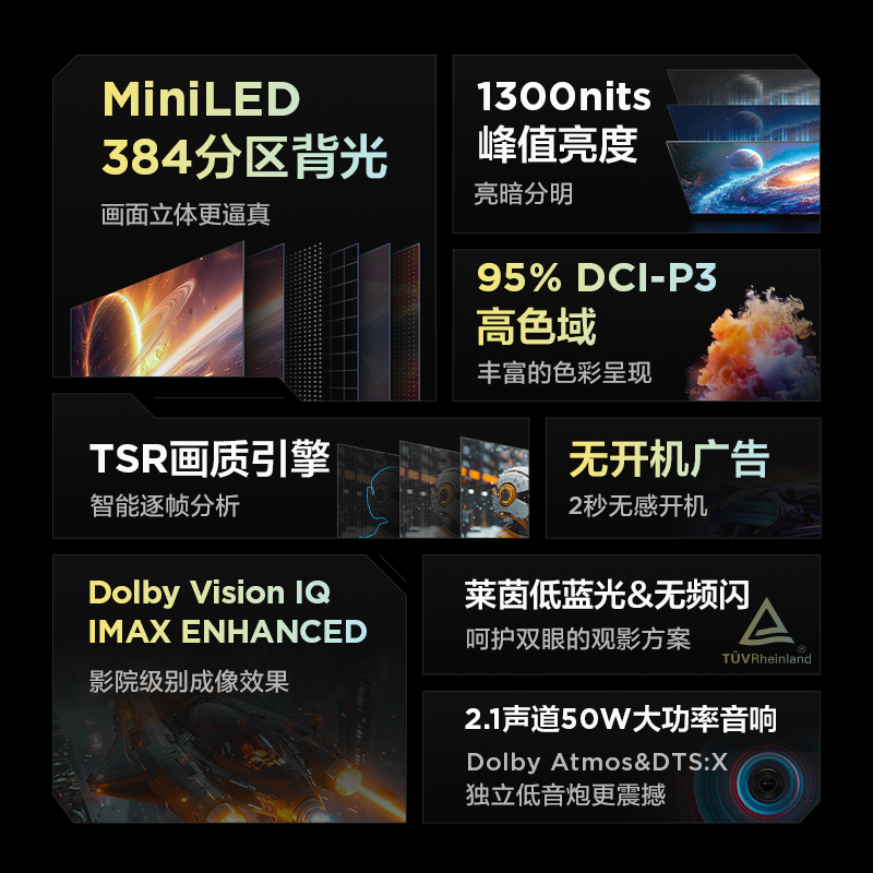 雷鸟 鹤6 Pro 24款 一级能效MiniLED55英寸家电国家补贴4+64GB智能电视55S585C Pro-JN