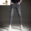 YANXU夏季薄款九分男士牛仔裤修身小脚直筒休闲弹力长裤子潮流韩九