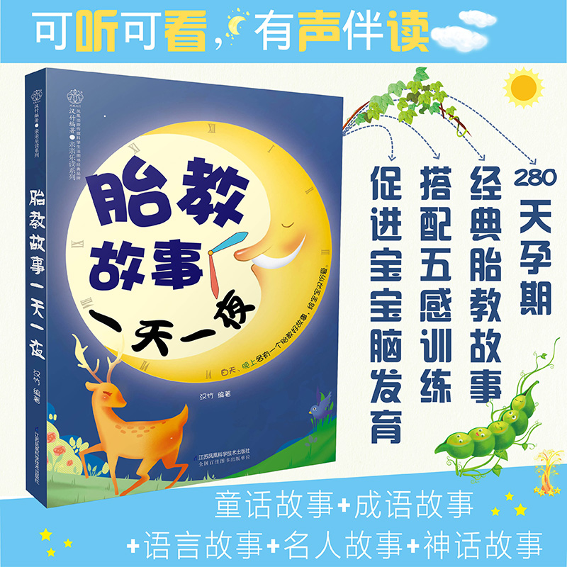 [正版]书籍胎教故事一天一夜(汉竹)收录大量经典胎教故事 爸爸妈妈讲的胎教故事陪伴宝宝成长一天一夜高清大图
