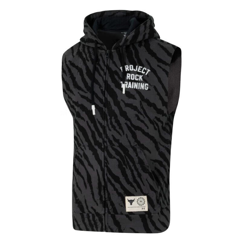安德玛(Under Armour)男装新款运动连帽夹克潮流时尚舒适休闲无袖训练拉链外套1377444-001 ZP高清大图