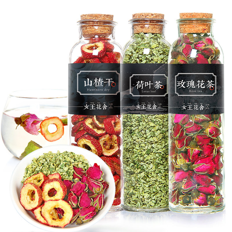 女王花舍花草茶 拍1发3 女王花舍玫瑰荷叶茶组合干平阴玫瑰花茶微山湖荷叶茶天然山楂片干大肚子茶3罐送礼盒包装 价格图片品牌报价 苏宁易购女王花舍旗舰店